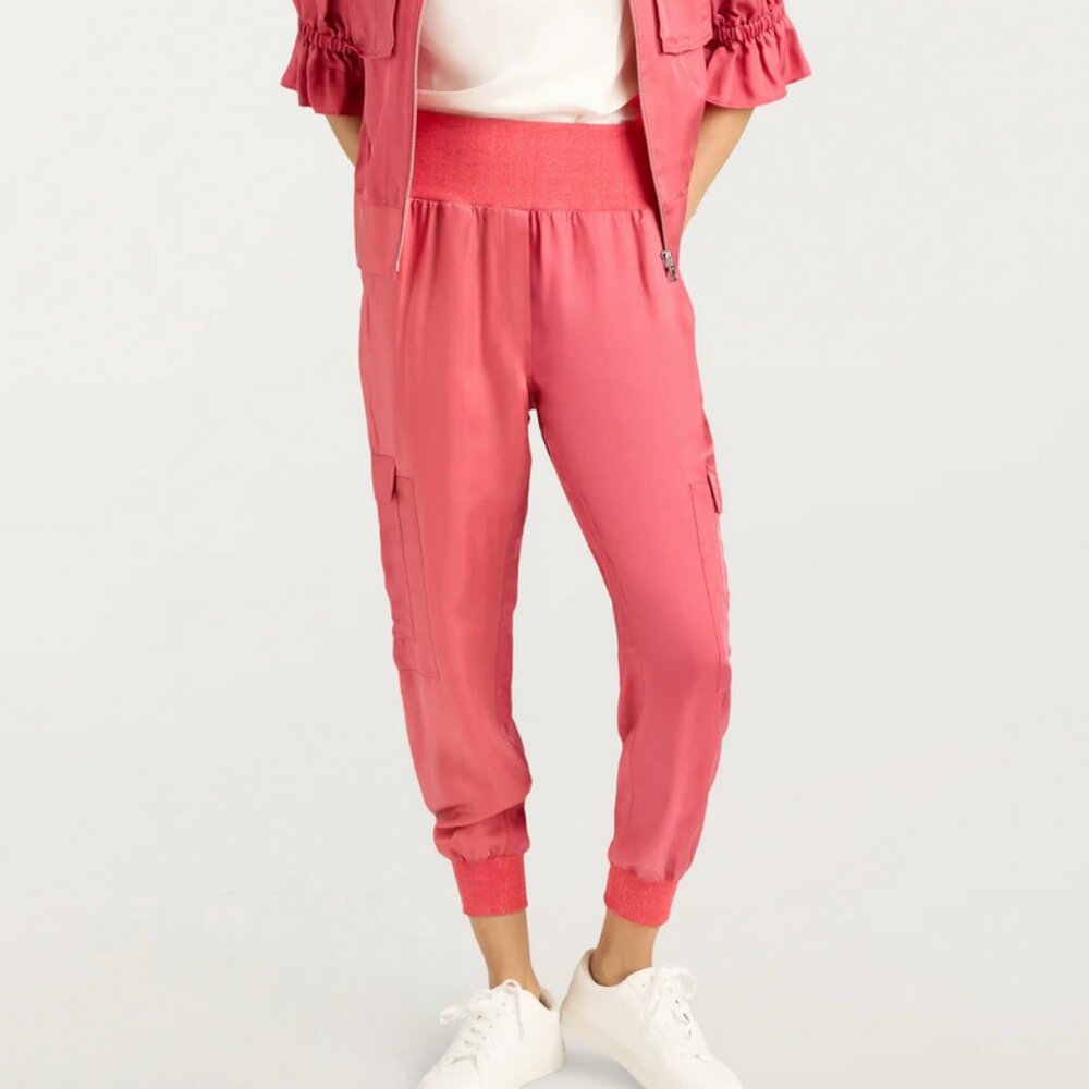 ✨ SALE✨Cinq a Sept 5a7 Giles Pant - Sour Cherry Pink Jogger Satin